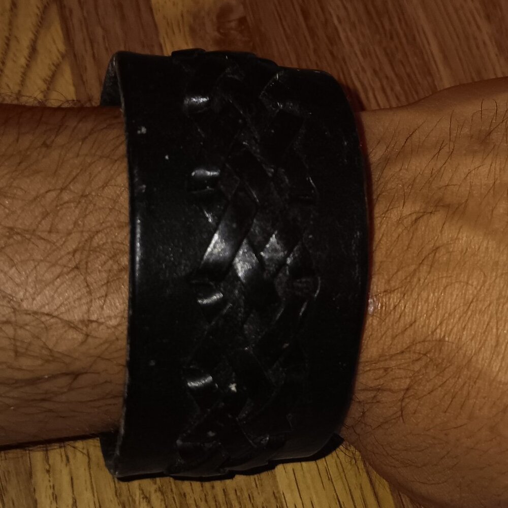 Black leather bracelet